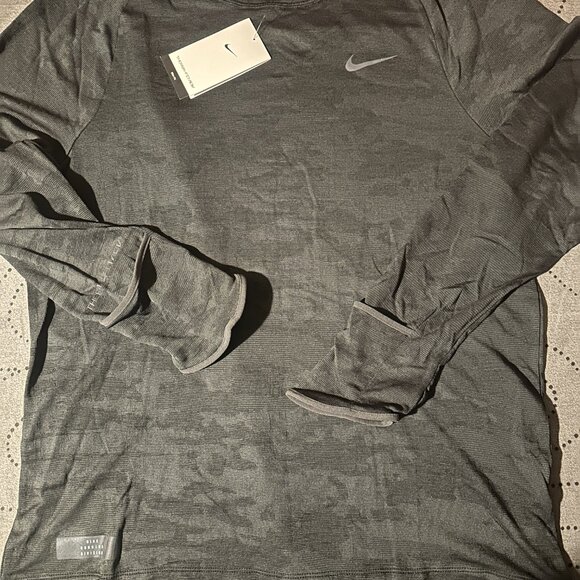 NIKE RUNNING DIVICION THERMA FIT ADV SLIM H. BLACK WOOL SHIRT SIZE L M MEN $100 - Picture 2 of 5